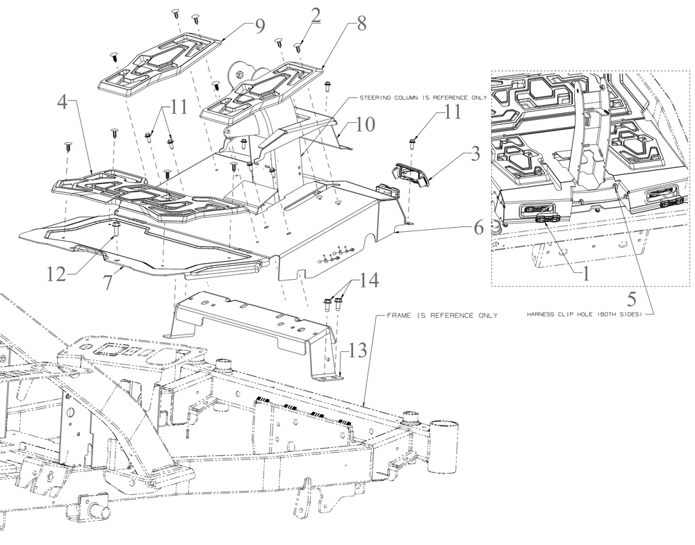 Floorboard Diagram and Parts List for ZTXS4-54KH (47RSCAB7A10)(2023) Cub Cadet Lawn Tractor